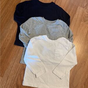 New Gap Kids' Classic Long Sleeve Shirt Set - Navy, Gray, and White